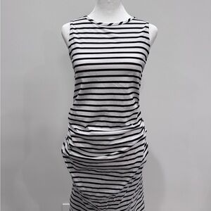 Black and White Striped Sleeveless Dress